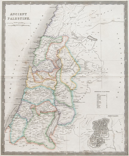 Ancient Palestine Jerusalem Teesdale map 1843
